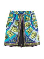 Versace Kids short en soie à imprimé Le Maschere - Vert - thumbnail