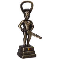 Manneke Pis flesopener/kurkentrekker - wijnflessen openener - goud - 13 cm - metaal