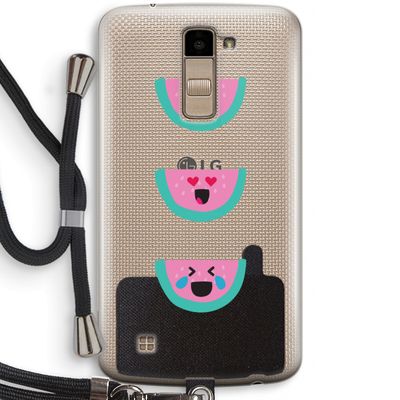 Smiley watermeloen: LG K10 (2016) Transparant Hoesje met koord