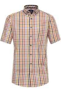 Redmond Casual Regular Fit Overhemd Korte mouw geel/blauw