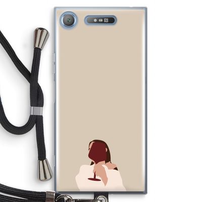 I drink wine: Sony Xperia XZ1 Transparant Hoesje met koord