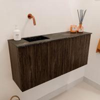 Toiletmeubel Mondiaz Joya Dlux | 90 cm | Meubelkleur Walnut | Faye wastafel Lava Wasbak Links | Zonder kraangat(en)
