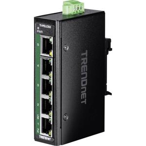 TRENDnet TI-PELC50 5-poorts Ethernet PoE+ industriële DIN-rail Mini Switch