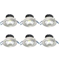 LED Inbouwspot Set 6x 5W - Koud Wit 6400K - Mat Chroom - Ø83mm