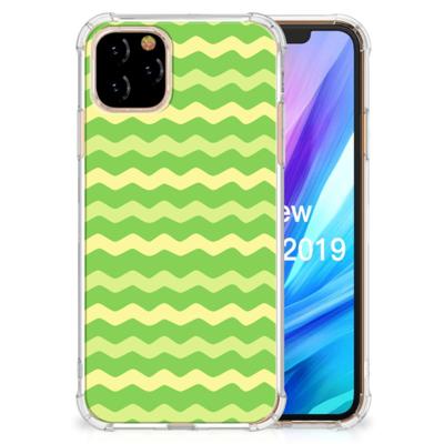 Apple iPhone 11 Pro Doorzichtige Silicone Hoesje Waves Green Apple iPhone 11 Pro Doorzichtige Silicone Hoesje Waves Green