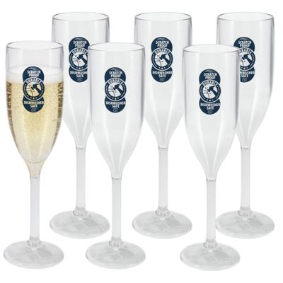 Excellent Houseware Champagne/prosecco flute glas - 6x - 165 ml - onbreekbaar kunststof