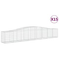 The Living Store Gabion Schanskorf 400x50x60/80cm - Zilver gegalvaniseerd ijzer - 15 stuks - thumbnail