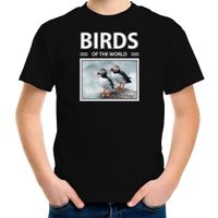 Papegaaiduikers vogel t-shirt met dieren foto birds of the world zwart voor kinderen XL (158-164)  - - thumbnail