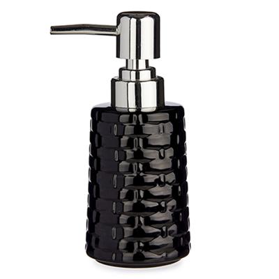 Berilo Zeeppompje/dispenser - keramiek - zwart - zilver - 150 ml - navulbaar - keuken/badkamer/toile