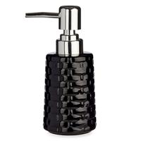 Berilo Zeeppompje/dispenser - keramiek - zwart - zilver - 150 ml - navulbaar - keuken/badkamer/toile