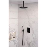 Inbouw Regendouche Set Brauer Black Edition Plafond Uitloop Ronde Hoofddouche 30 cm Mat Zwart Brauer