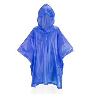 Kinder regen poncho - pvc - blauw - in zakje - vanaf 4 jaar - noodponcho met capuchon