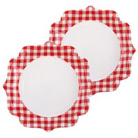 Boerenbont/Oktoberfest thema wegwerpbordjes - 20x stuks - 23 cm - gingham/vichy print feest - thumbnail