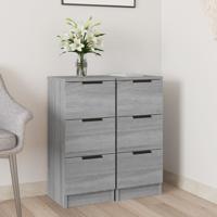 Dressoirs 2 st 30x30x70 cm bewerkt hout grijs sonoma eikenkleur - thumbnail