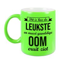 Leukste en meest geweldige oom cadeau koffiemok / theebeker neon groen 330 ml