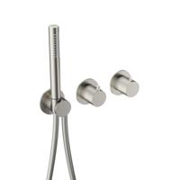 Hotbath Ace - Afbouwdeel voor Inbouw Thermostaat - 2-Weg Stop-Omstel - met Handdouche - met Doucheslang - Geborsteld Nikkel