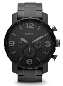 Fossil JR1401 Horloge Nate Chrono staal zwart 50 mm