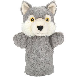 Grijze wolven handpoppen knuffels 24 cm knuffeldieren - Handpoppen