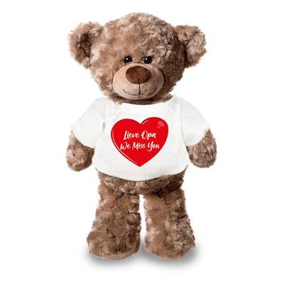 Knuffel teddybeer - opa we miss you - 24 cm - pluche - met shirt