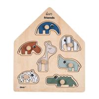 Done By Deer houten noppenpuzzel hertenvriendjes, 7st.