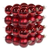 36x stuks glazen kerstballen rood 4 cm mat/glans - Kerstbal