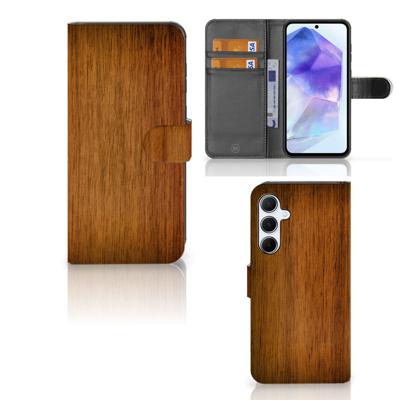 Samsung Galaxy A55 | Book Style Case | Donker Hout