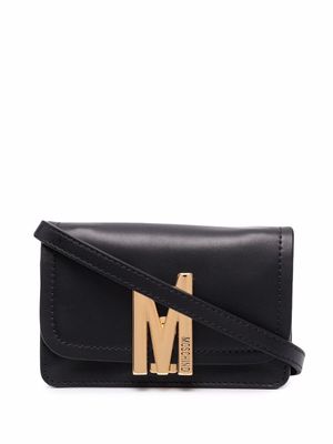 Moschino pochette en cuir à plaque logo - Noir