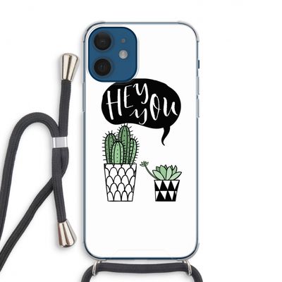 Hey you cactus: iPhone 12 Transparant Hoesje met koord