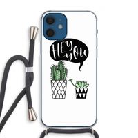 Hey you cactus: iPhone 12 Transparant Hoesje met koord