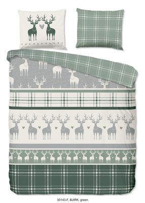 Good Morning Dekbedovertrek "rendieren" - Groen - (240x200/220 cm) - Katoen Flanel