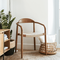 Kave Home Tuin / Eetkamerstoel 'Nina' kleur Beige walnoot