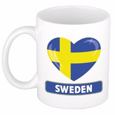 I love Sweden - Hartjes vlag - Zweden koffiemok - drinkbeker - 300 ml - supporters