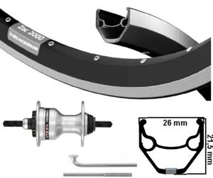 Kgs voorwiel 28 inch (622) zac2000 zwart/zilver rollerbrake vaste as