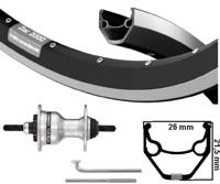 Kgs voorwiel 28 inch (622) zac2000 zwart/zilver rollerbrake vaste as