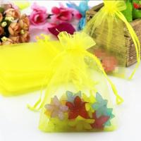 100 stuks organza geschenk zakken sieraden verpakking tas bruiloft feestdecoratie grootte: 7x9cm (D10 geel)