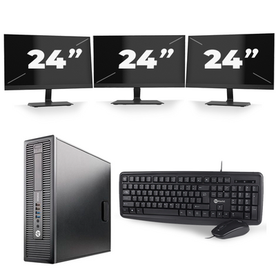 HP EliteDesk 800 G1 SFF - Intel Core i7-4e Generatie - 16GB RAM - 256GB SSD - Windows 10 + 3x 24 inch Monitor