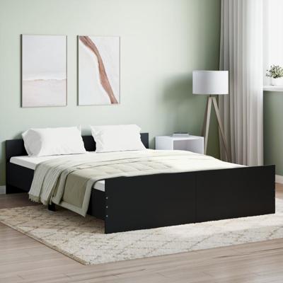 Bedframe met hoofd- en voeteneinde zwart 160x200 cm