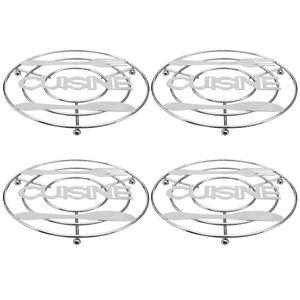 4x Stuks ronde pannen onderzetter zilver Cuisine 20 cm van verchroomd metaal