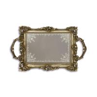A RESIN MIRROR TRAY, ANTIQUE SILVER