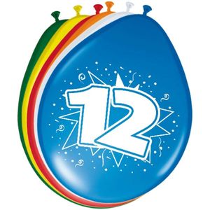 8x stuks Gekleurde ballonnen 12 jaar