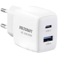VOLTCRAFT UC-2ACX001 USB-oplader 25 W Binnen Uitgangsstroom (max.) 2.08 A 2 x USB, USB-C bus (Power Delivery) GaN