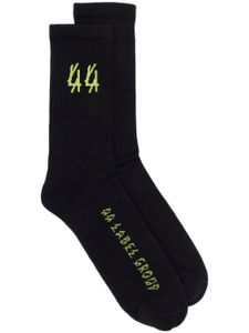 44 LABEL GROUP chaussettes nervurées à logo imprimé - Noir