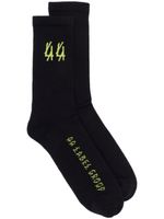 44 LABEL GROUP chaussettes nervurées à logo imprimé - Noir - thumbnail