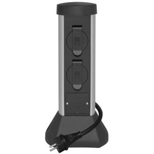 Buitenstopcontact paal kunststof 2 stopcontacten 37cm hoog 2 meter snoer met stekker