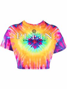 Philipp Plein t-shirt crop à imprimé tie-dye - Rose