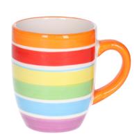 Koffiemokken Curacao - 1x stuks - Keramiek - multi kleuren - 300 ml - 8 x 11 cm - oranje