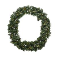 Decoris Kerstkrans - groen - warm wit - met timer - 50 cm