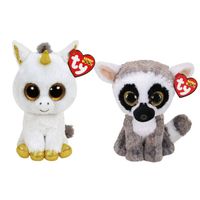 Ty - Knuffel - Beanie Boo's - Pegasus Unicorn & Linus Lemur