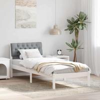 Bedframe Wit en lichtgrijs 75 x 190 cm Massief grenenhout Bedframe Wit en lichtgrijs 75 x 190 cm Massief grenenhout