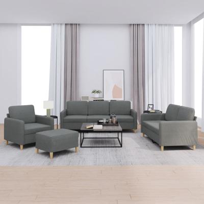 4-delige Loungeset met kussens stof donkergrijs